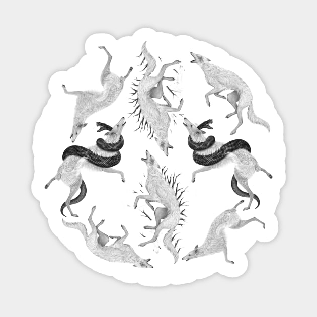 Borzoi Black and White Drawing Sticker by VEROfojt